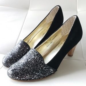 Matt Berson Sparkly Silver and Black Heels